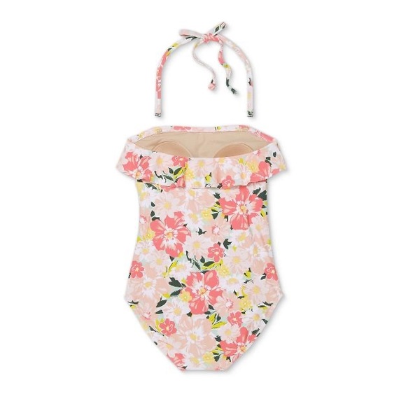 NWOT Flounce Bandeau One Piece Maternity Swimsuit - Floral - Picture 2 of 4